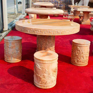 Custom processing stone table stone bench outdoor courtyard square table round stool natural marble garden stone table and chair promotion