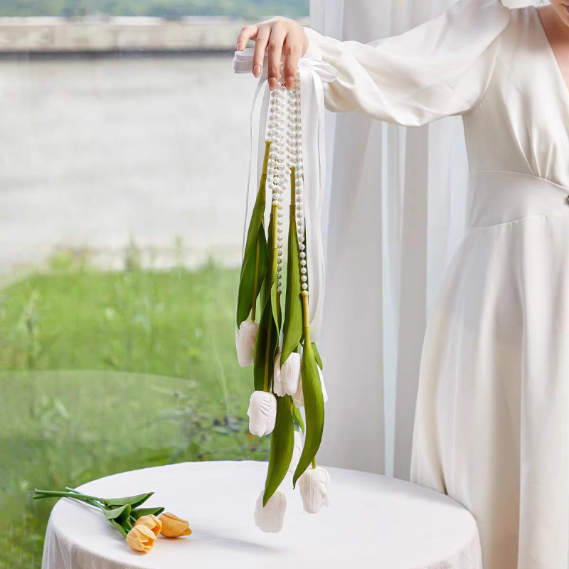 新しいパールオランダカイウの花の花束 DIY 材料パッケージ花嫁の手持ちの花の結婚式の写真撮影取り外し可能な手持ちの花|undefined