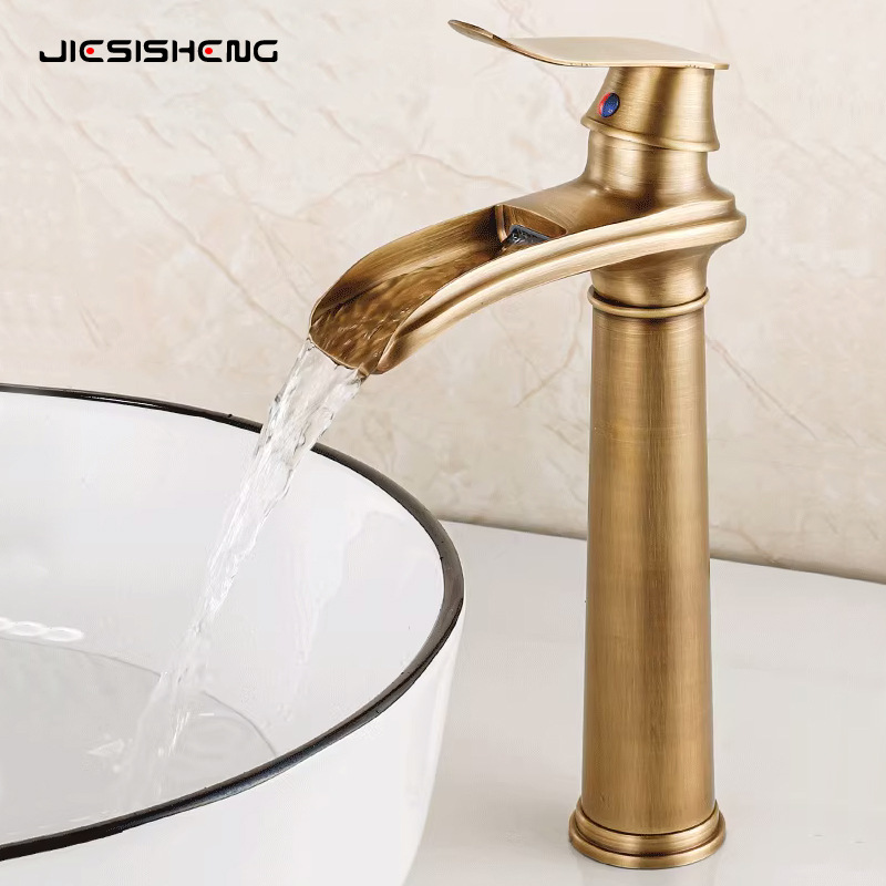 Cross-border antique all-copper waterfall basin faucet bathroom cabinet washbasin basin hot and cold faucet wholesale