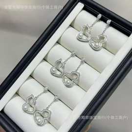刘诗诗同款流苏葫芦淡水珍珠耳钉福禄双全的耳线保色注金耳针纯银