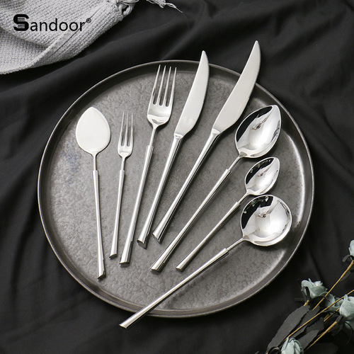 Shado Yading 304 stainless steel cutlery, forks, spoons, hotel tableware, European style light luxury waist steak tableware set