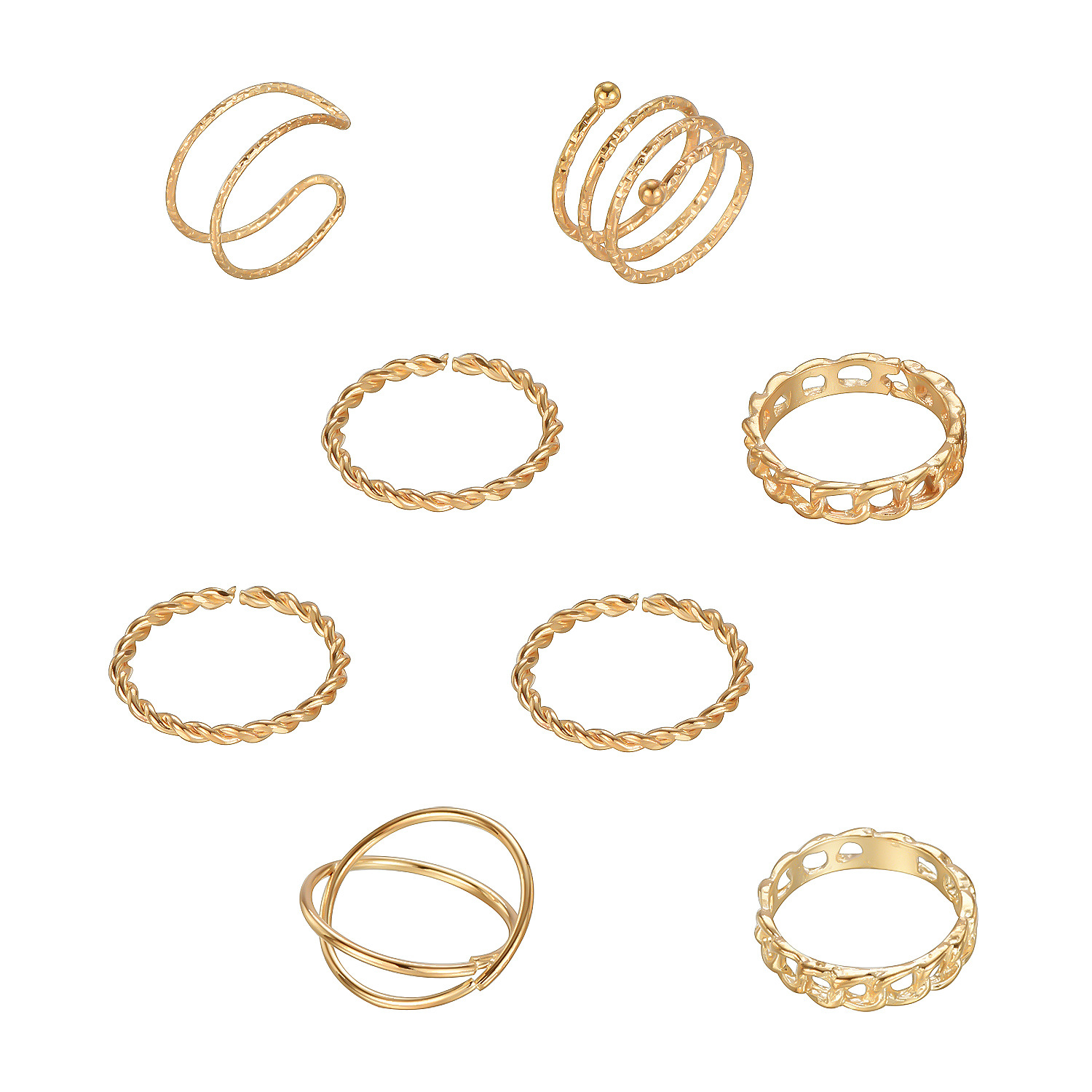 Simple Crown Cross Joint Ring 15 Piece Set display picture 18