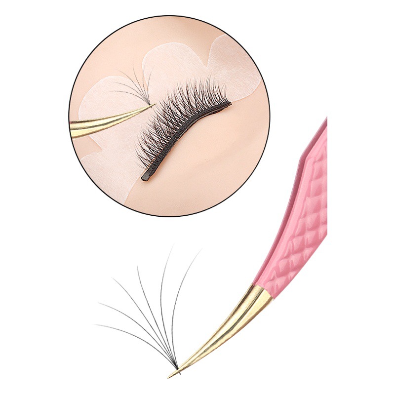 Wholesale Grafting Eyelash Tools Pink Gold Fish Pattern Tweezers Opp Bag Individually Packaged Pink Eyelash Tweezers