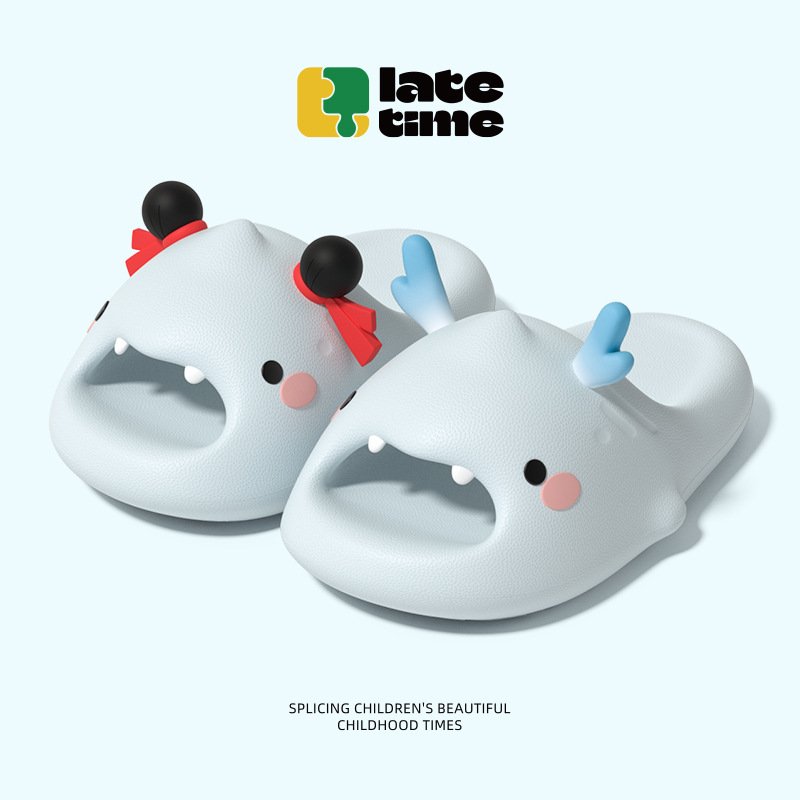 Nezha Ao Bing Little Cute Shark Children's Slippers 2025 New Boys Indoor Non-Slip Bathing Summer Baby Sandals