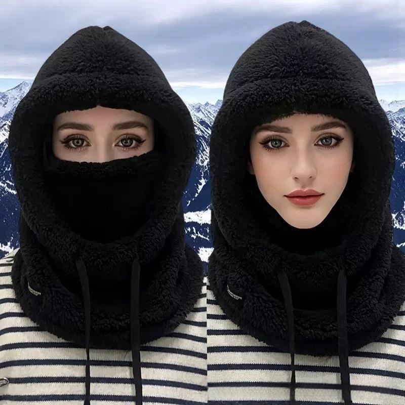 跨境代发冬季棉绒骑行帽男女防风雪帽户外运动围脖口罩连体毛绒帽|undefined