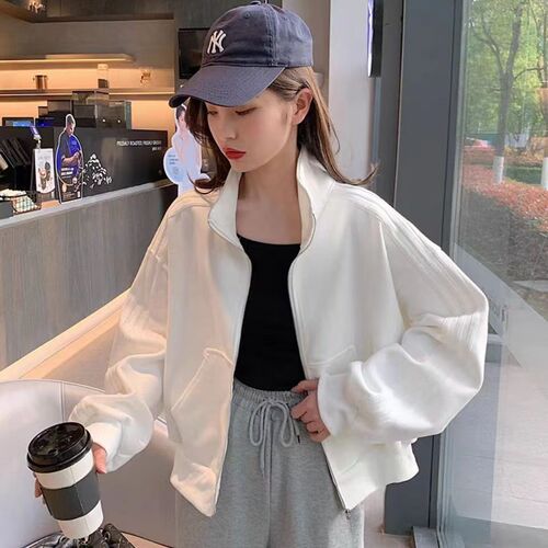 Baseball coat, women's spring and autumn casual sweater, 2024 new all-matching jacket, standing collar, small short coat