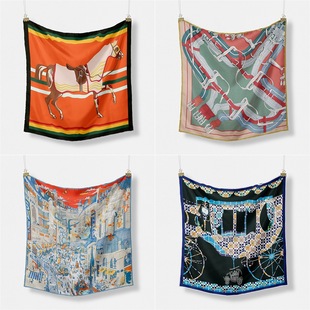 New 2024 Hot Style Classy Silk 53X53 Small Square Scarf Women's Autumn and Winter Style Fashionable Mother Scarf