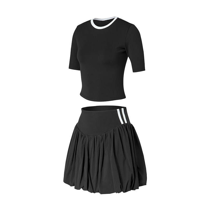 Verano nuevo estilo traje de uniforme de tenis mujer falda de botones de flores anti-luz golf bádminton ropa deportiva de fitness de manga corta