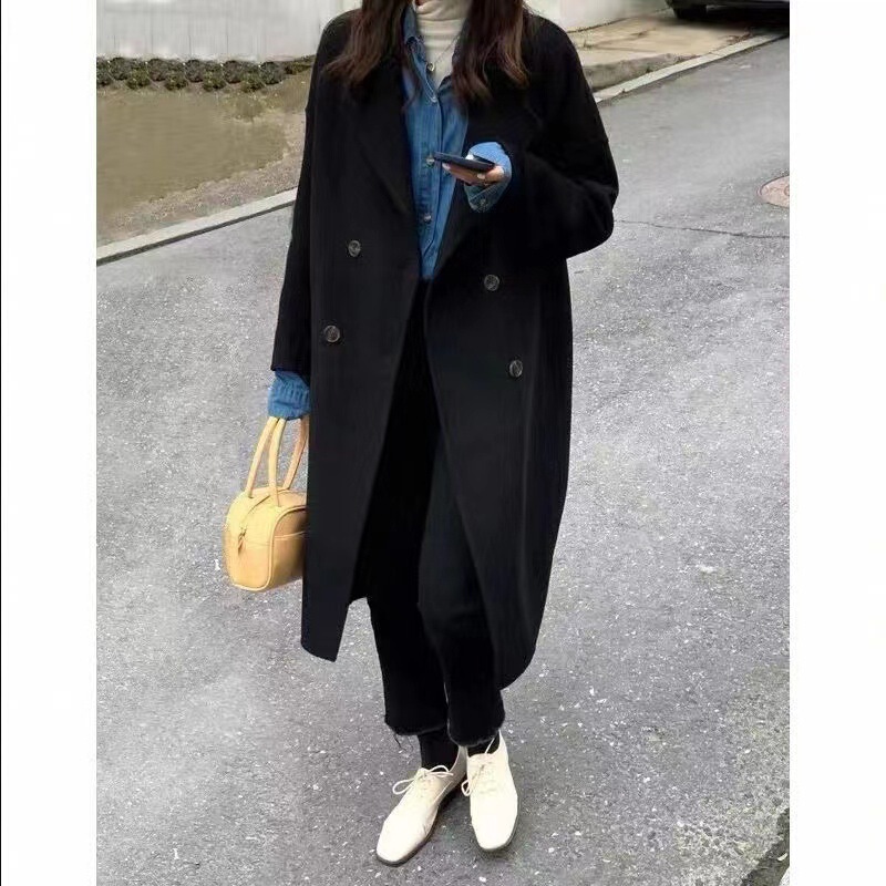 小香风加绒加厚毛呢大衣女中长款秋冬新款洋气名媛小个子呢子外套|undefined
