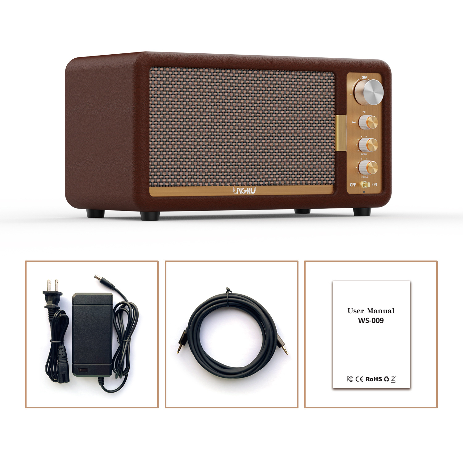 New Retro Home leather Bluetooth speaker built-in bass speaker system HIFI sound quality effect wireless audio