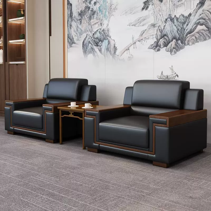 Офисный диван для ресепшн в новом китайском стиле, зона для бизнес-переговоров, простой современный журнальный столик, комбинация для чая и встреч.