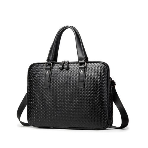 New woven new handbag men's bag horizontal business bag one-shoulder cross-body bag Korean style men's bag briefcase trendy