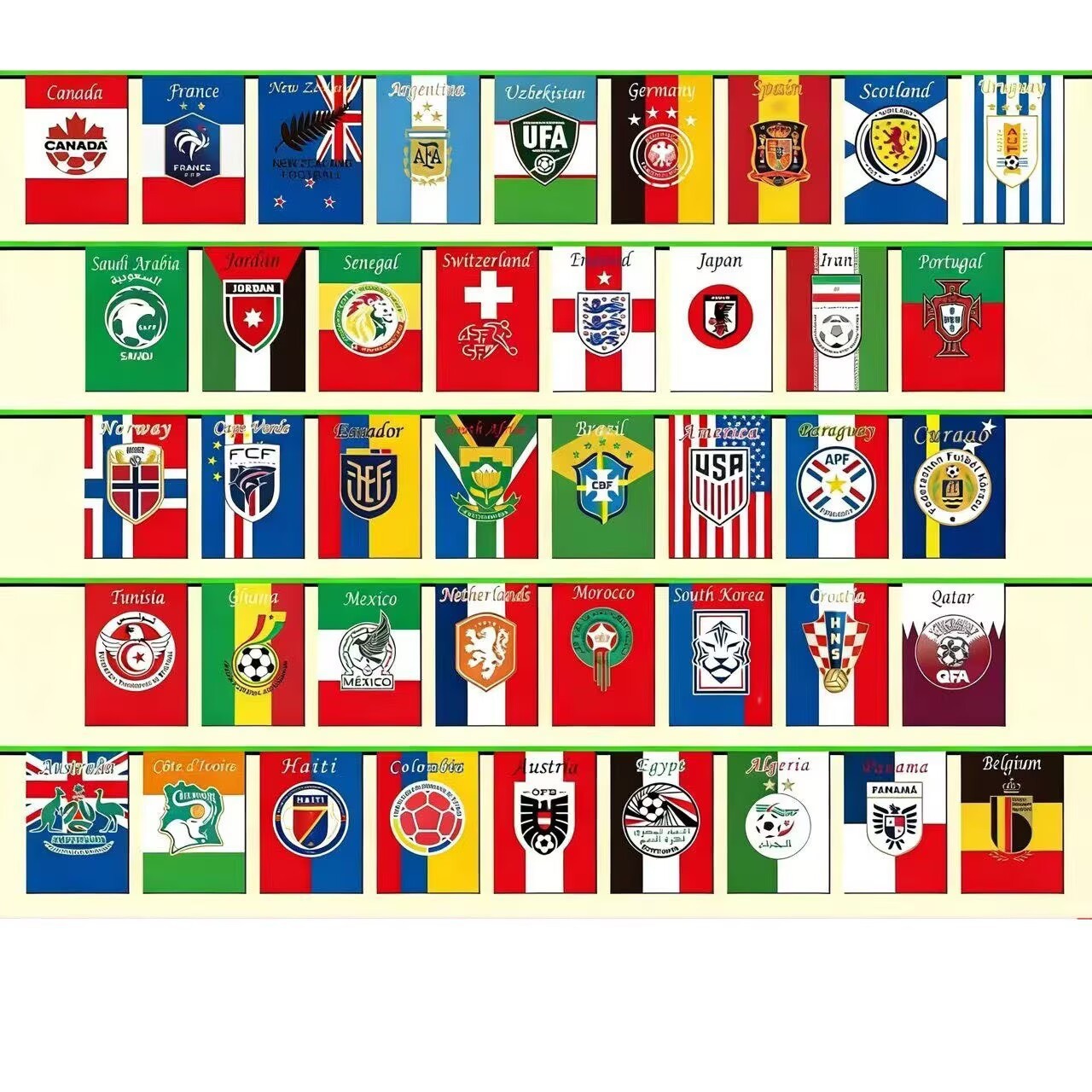 2026 Copa Mundial de Estados Unidos, Canadá y México 48 banderas decorativas transfronterizas de grupos Banderas de color del equipo nacional Banderas colgantes de fanáticos