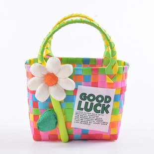 Manufacturer Customized Gift Basket Woven Bag Internet Celebrity Plastic Woven Vegetable Basket Storage Basket Handbag