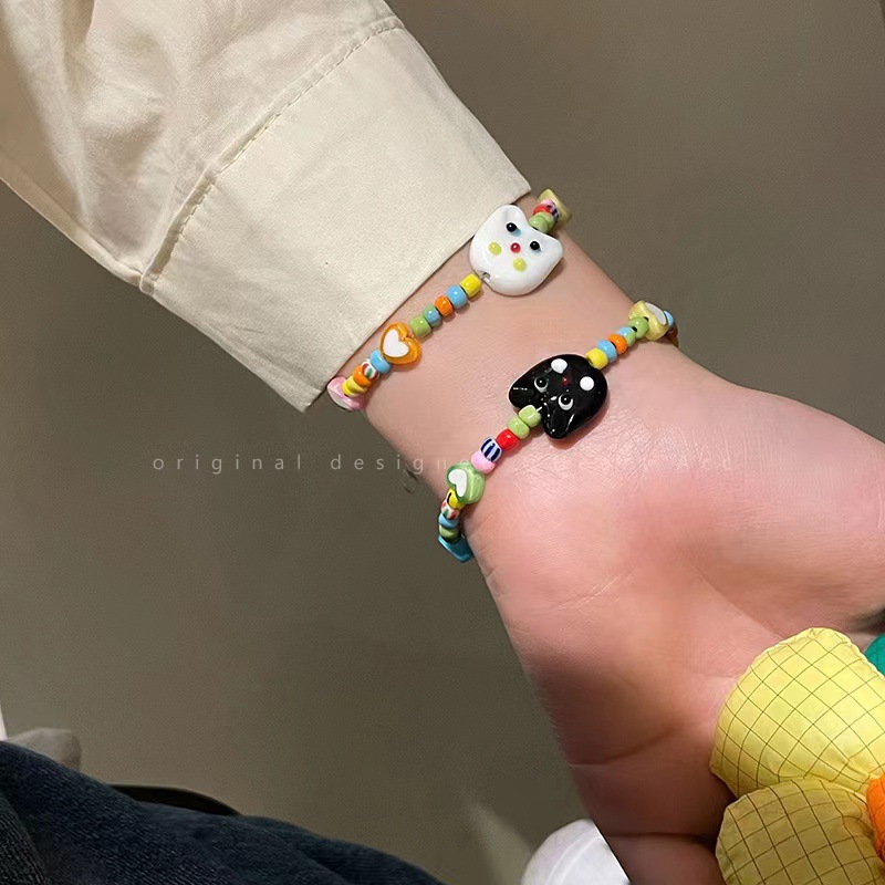 Cartoon Style Cat Seed Bead Handmade Unisex Bracelets 1 Piece