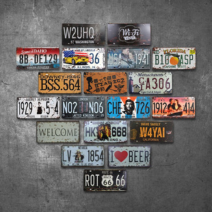 Retro License Plate Tin Painting Personalized Bedroom Wall Hangings Creative Bar Hotel Wall Hangings Room Decorations