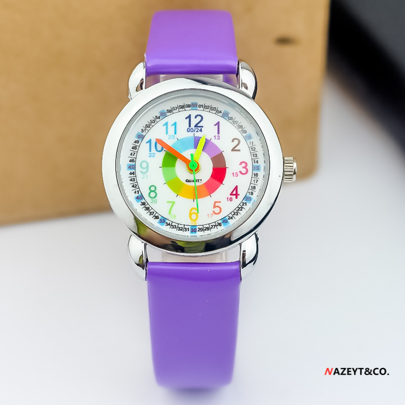 2021 nuevo reloj de cinturón para niños color palabra color anillo niños y niñas reloj de cuarzo