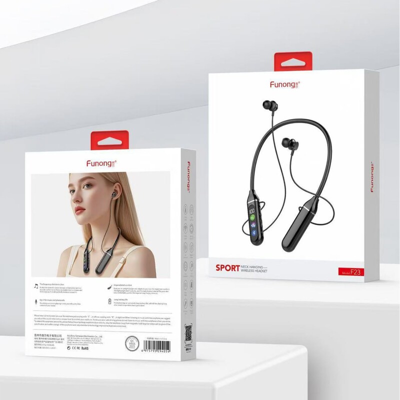 2025 New High-end Hanging-neck Bluetooth Headset Electric Competition Universal Wireless Digital Display Sports Insertable Card Shake Voice Live