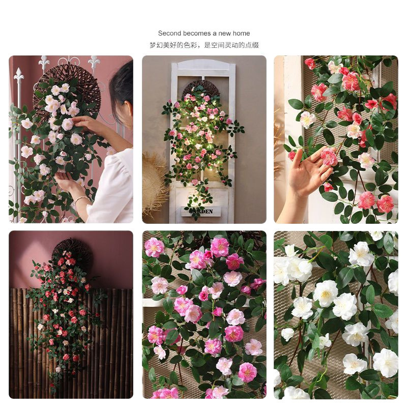 Rosa decoración verde colgante de pared colgante de pared de balcón decoración de pared tridimensional creativa