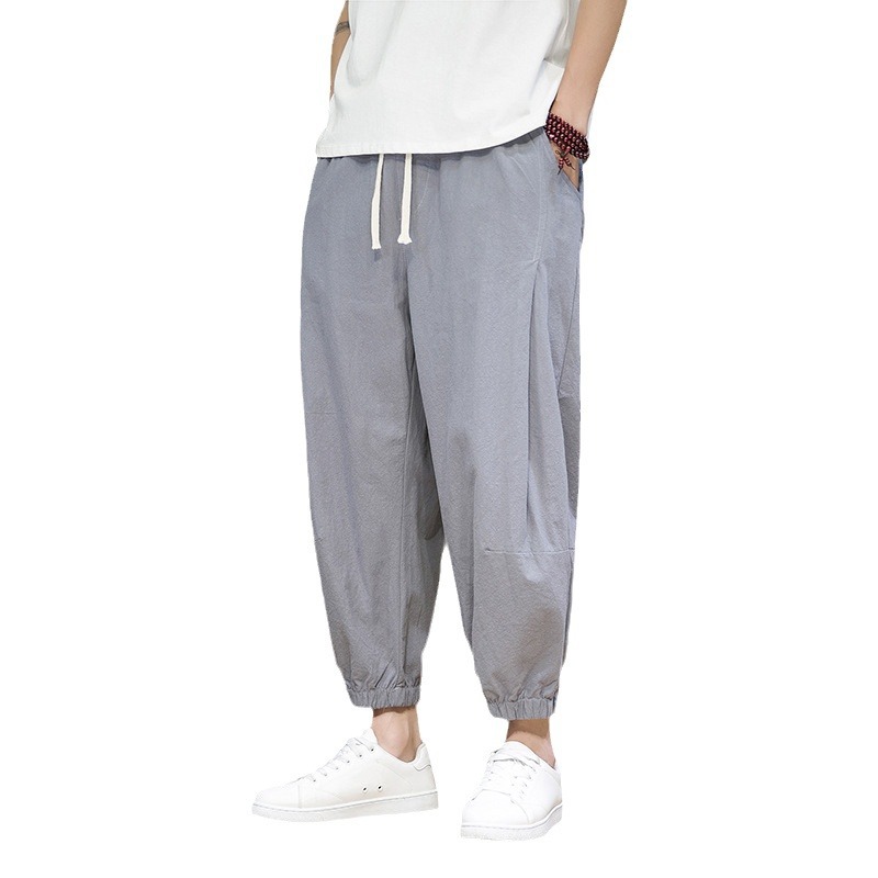 Pantalon décontracté à huit ou neuf points pour hommes en été, fin, surdimensionné, ample, jambe large avec pieds bandés, carotte et Haren_voghion.com