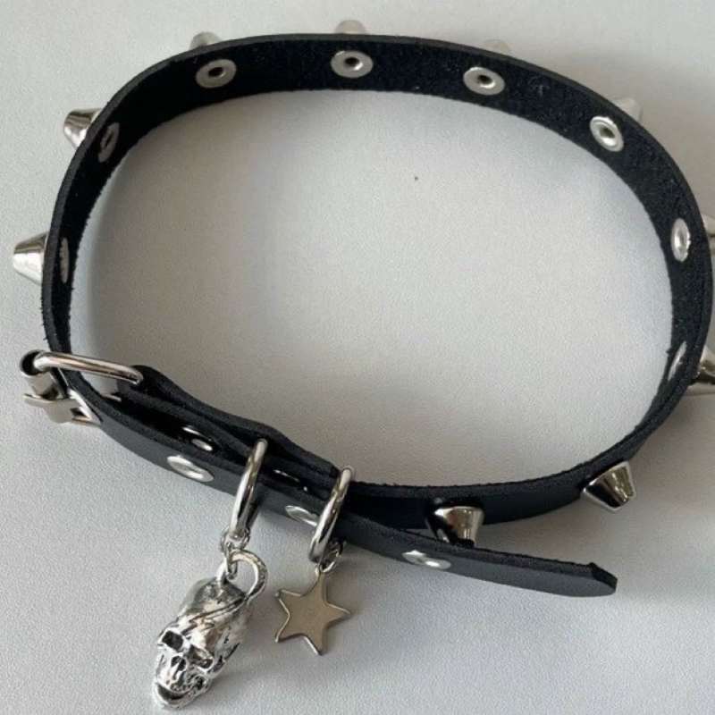 Collana girocollo con teschio a stella a cinque punte, sottocultura Y2k, punk dark, ragazza piccante, coppia di accessori per Halloween_voghion.com