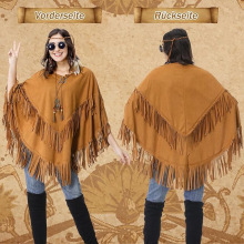 2025 Cross-Border Export European and American Autumn and Winter New Imitation Velvet Women's Long-Sleeved Bohemian Ethnic Style Shawl Vest