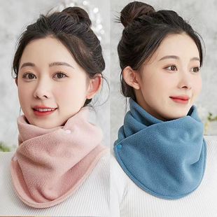 Winter Fleece-Lined Thickened Warm Neck Protector Polar Fleece Double-Button Neck Gaiter for Cycling, Cold-Proof, Windproof, Multifunctional Versatile Shoulder and Neck
