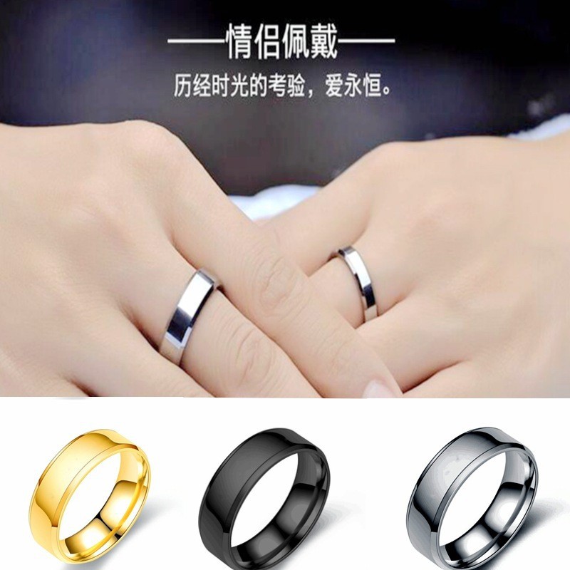 Estilo explosivo de comercio electrónico anillo de acero de titanio brillante de círculo simple femenino doble biselado brillante anillo de pareja joyería de moda al por mayor