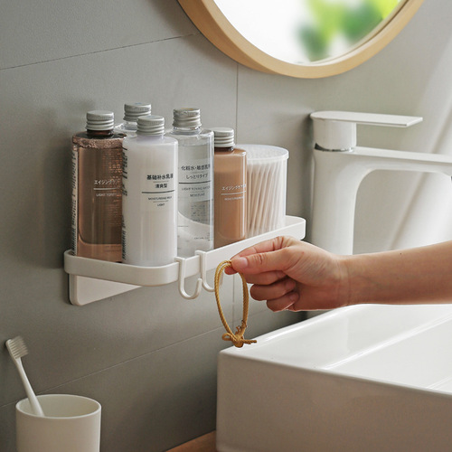 Japanese-style hole-free bathroom shelf storage rack drain rack wall-mounted sink tray storage shelf