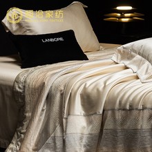 奢华轻奢风高精密锦缎四件套四季款莱赛尔棉提花被套床上用品香槟
