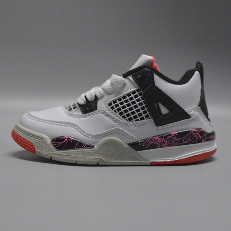 Venta al por mayor AJ4 zapatos para niños y niñas bebé Joe 4 zapatos de baloncesto niños mayores estudiantes zapatos de entrenamiento con cordones Putian zapatos de los niños Putian