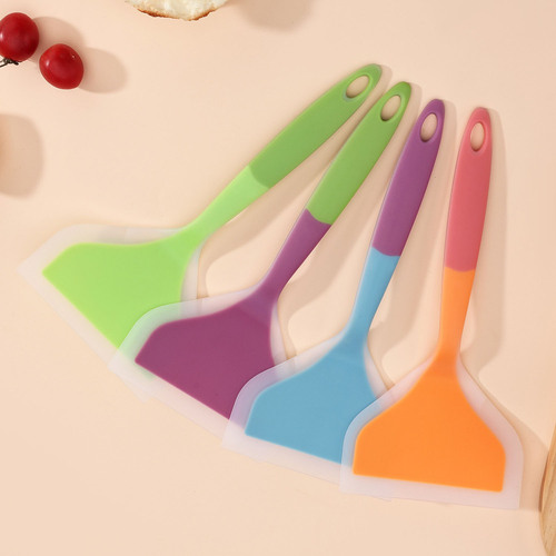 Wholesale half-transparent silicone spatula, kitchen tools, stir-frying spatula, two-color frying spatula, cooking utensil spatula