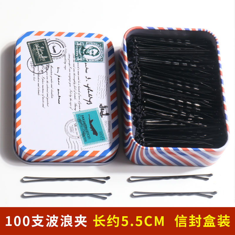 Clipe de cabello negro, clipe de cabello fijo, clipe de cabello, clipe de cabello, clipe de acero en forma de U