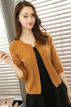 针织衫女短款外套春秋新款外穿中袖修身韩版洋气开衫上档次外搭