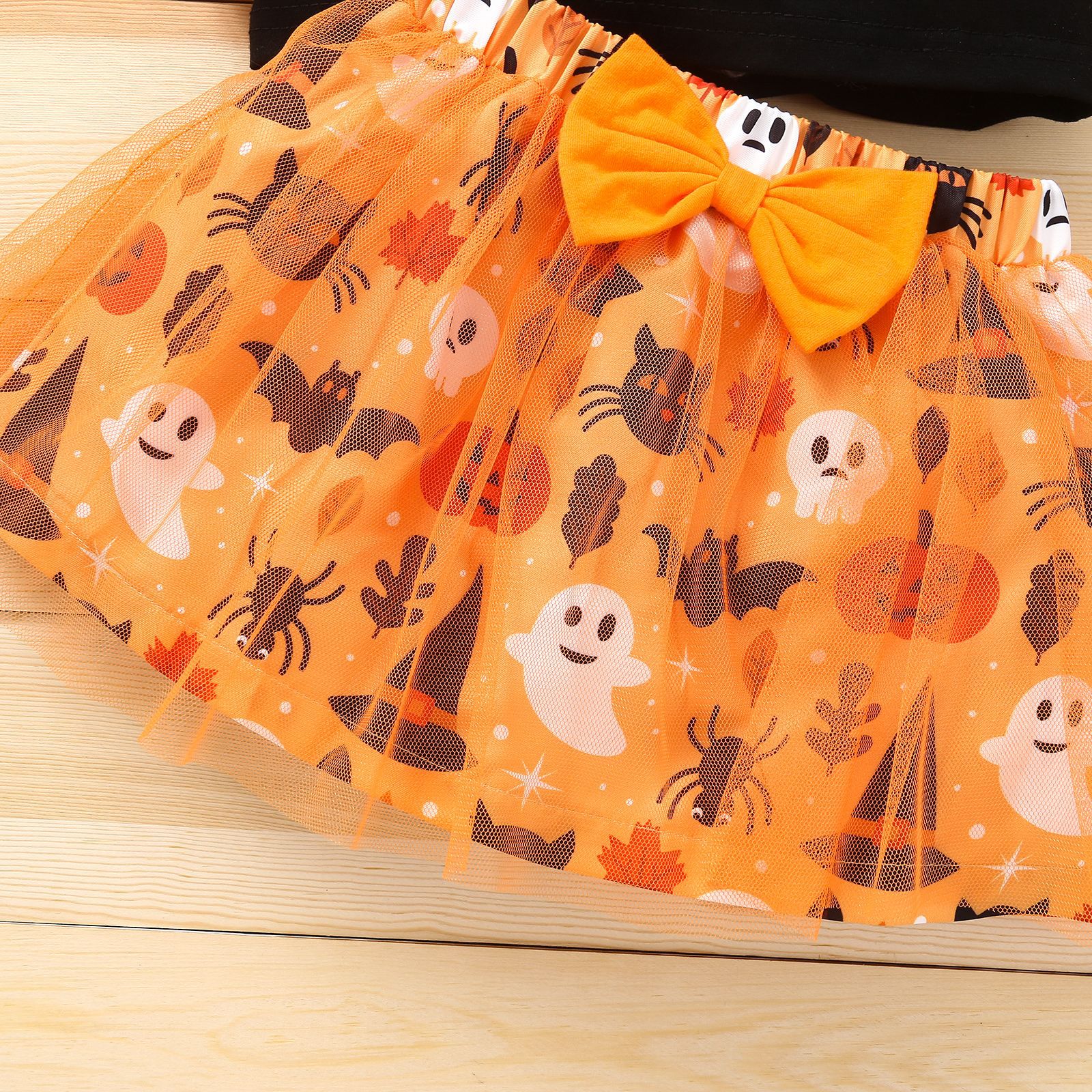 Halloween Fashion Halloween Pattern Cotton Blend Girls Clothing Sets display picture 5