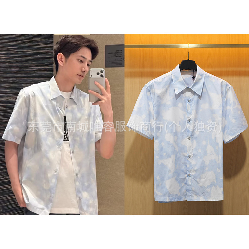 High-End Version L Brand Eco-Friendly Direct-Print Lapel Button Classic Shirt, Loose Casual Style, Unisex Short-Sleeve, Cross-Border High-End Version L Brand Eco-Friendly Direct-Print Lapel Button Classic Shirt, Loose Casual Style, Unisex Short-Sleeve, Cross-Border