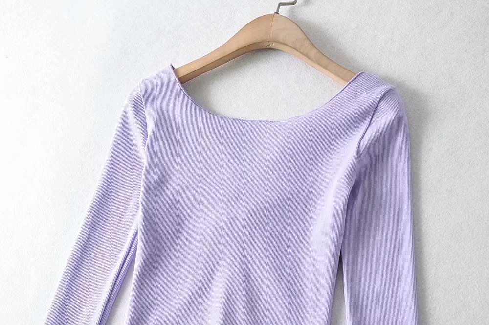 Autumn new V-neck  pure color folds slim long-sleeved T-shirt NSHS27106