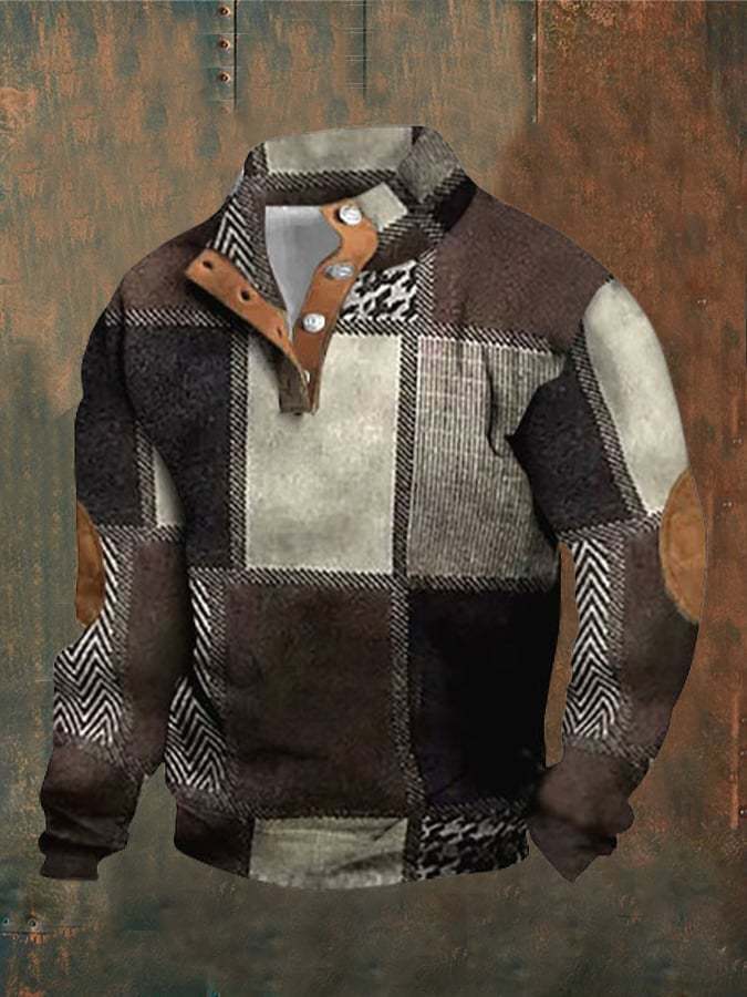 Men's Four-button Long-sleeved Sweater Image 7