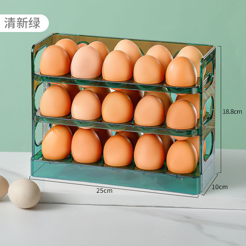Estante de almacenamiento de cocina, estante para huevos, caja de huevos rebotable reversible de varias capas, caja de almacenamiento fresco de la puerta lateral del refrigerador