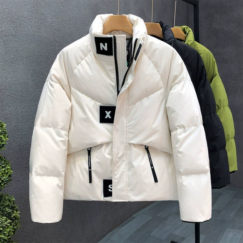 Гигантский красивый хлопчатобумажный костюм мужской зимний без пола утолщение куртка 2024 зимний новый мужской белый хлебный костюм