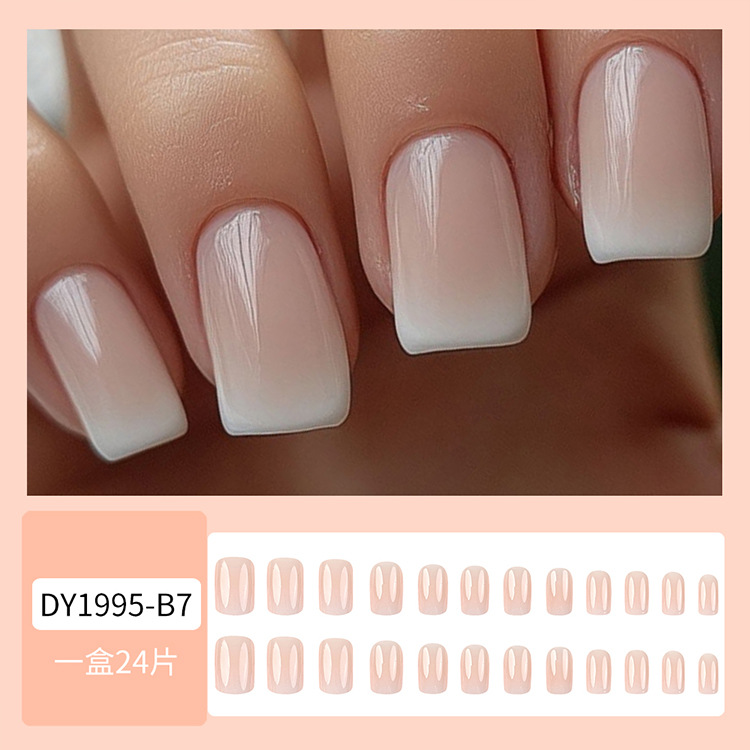 Paño de uñas de uñas degradado blanco rosa simple parche de uñas de cabeza plana dulce producto terminado al por mayor venta caliente transfronteriza