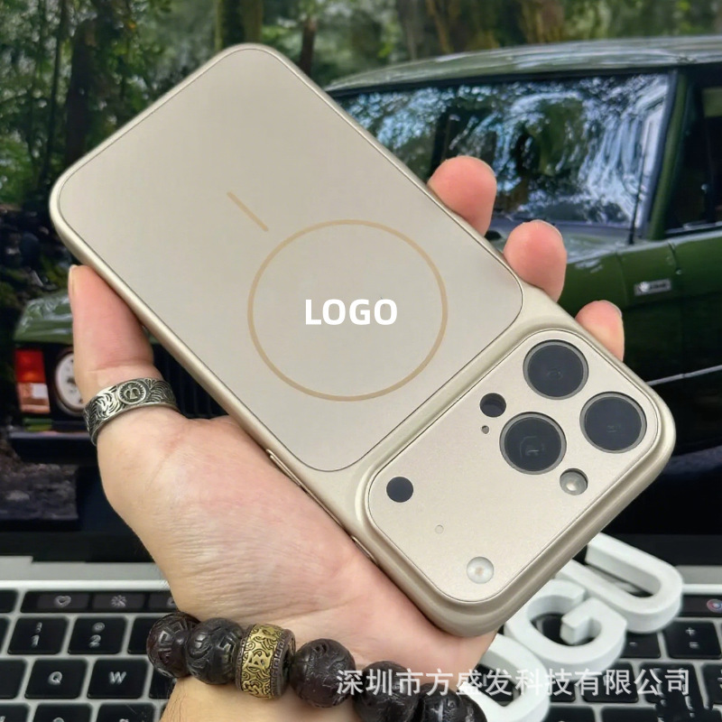 适用苹果17promax手机壳大视窗磨砂玻璃磁吸细圈iPhone16保护套薄|undefined
