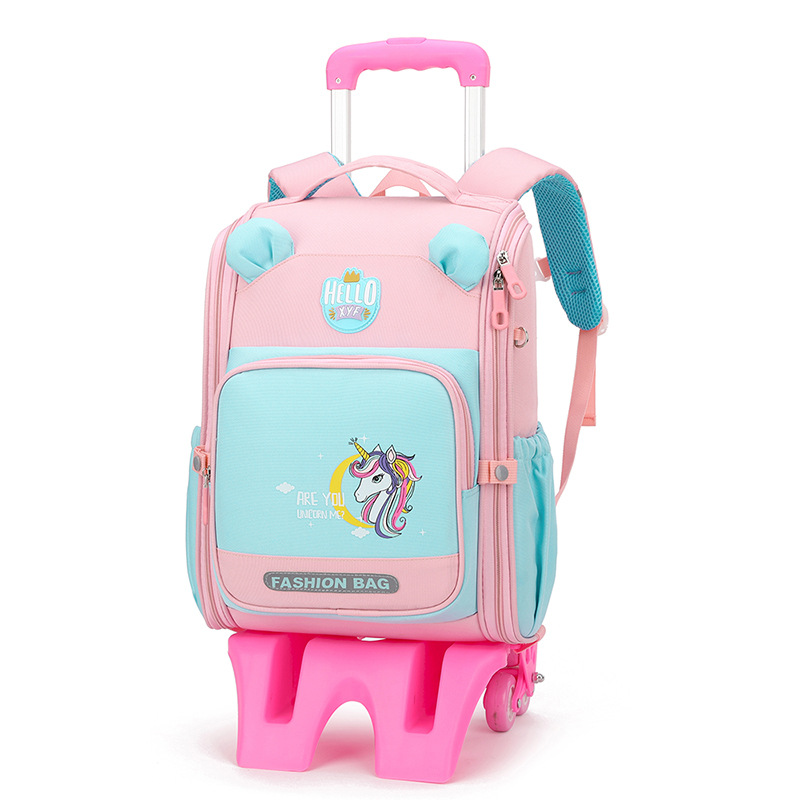 Peces naturales nuevo carro mochila estudiante de la escuela primaria grado 1-4 niño hembra ligero protección de la columna vertebral impermeable entrega transfronteriza