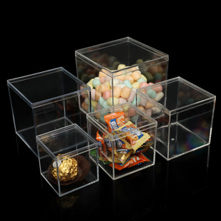 Acrylic transparent plastic box ps candy box with Lid Food packaging box nail packaging small box