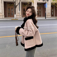 皮毛小香风一体冬季羊羔毛2025毛绒外套新款加厚秋冬小个子短棉服