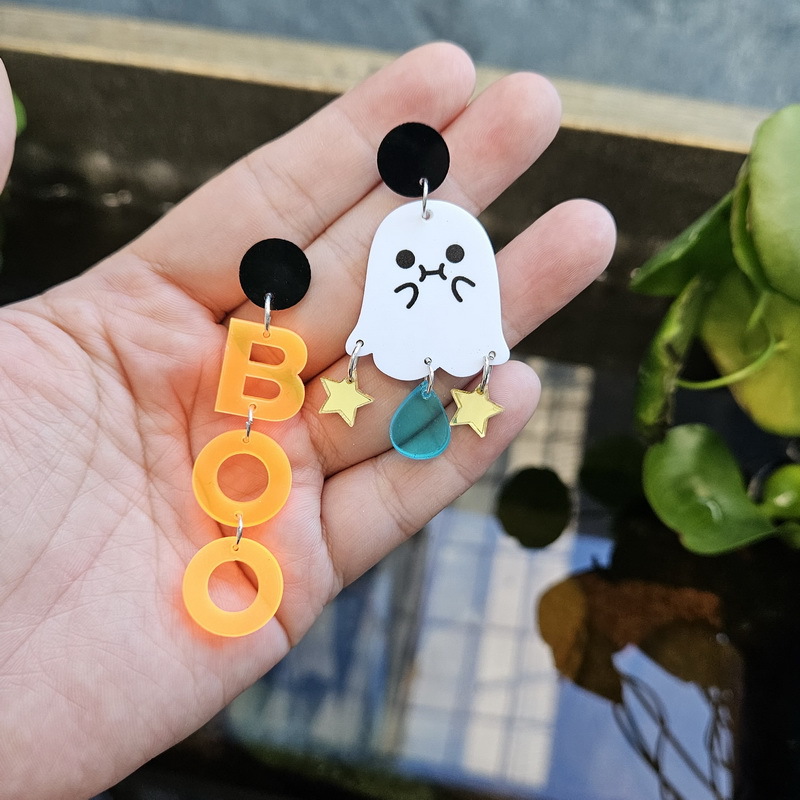Arylic Material 1 Pair Halloween Cute Funny Letter Star Ghost Arylic Drop Earrings
