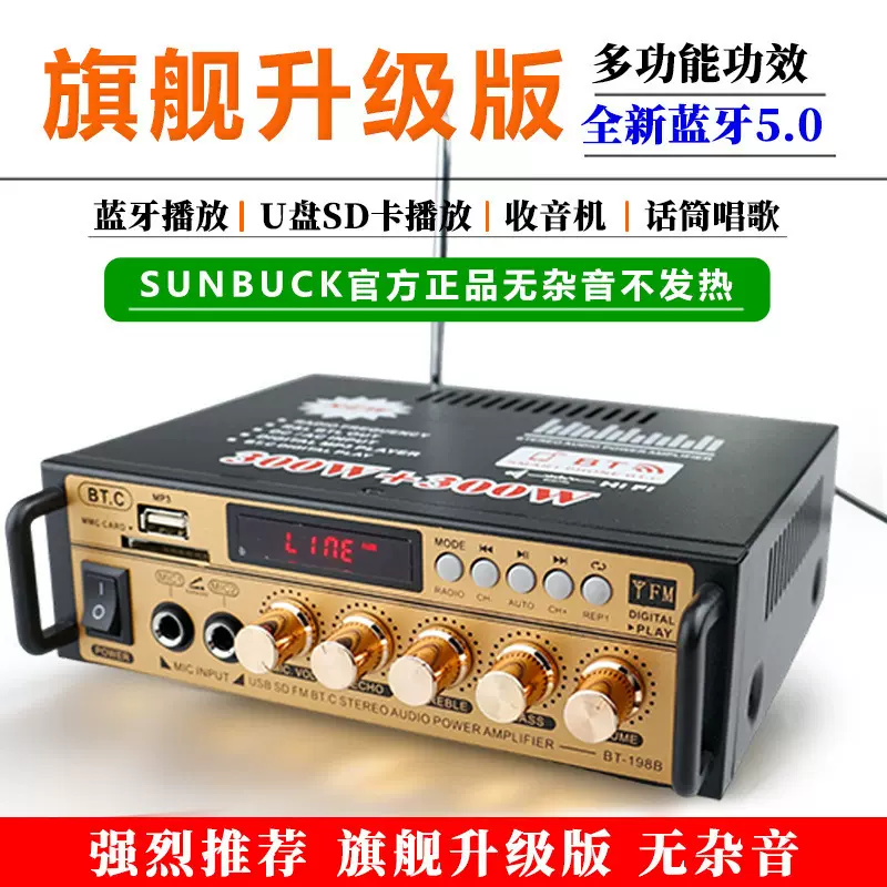 全新升级大功率迷你型蓝牙功放无损12V插卡U盘收音功放机车载家用