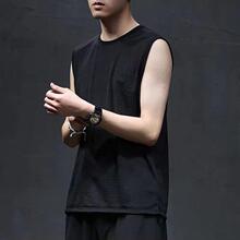 冰丝背心男夏季超薄宽松大码休闲男士背心速干运动T恤男无袖简约