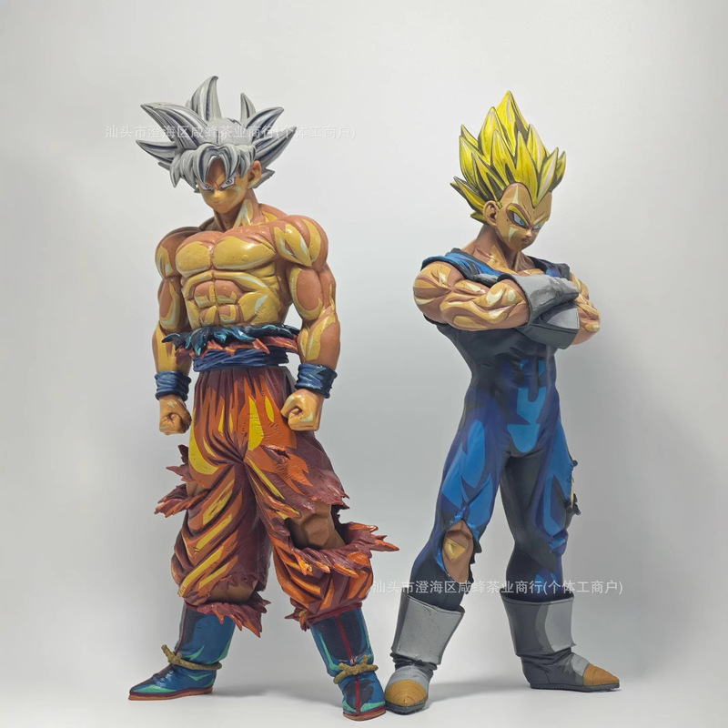 Dragon Ball Animation 30CM Cartoon Color Goku Vegeta Hand-made Model Standing Posture Super Saiya Man Ornaments
