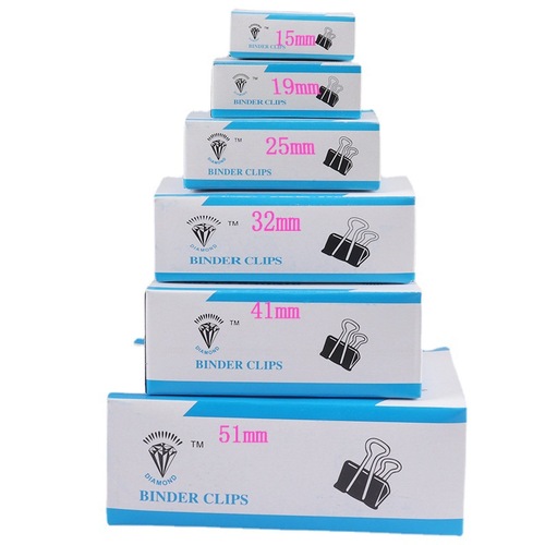 Black Metal Tail Clip for Factory Direct Sale, Multi-Sized Black Tail Clips, Office Binding Clips, Stationery